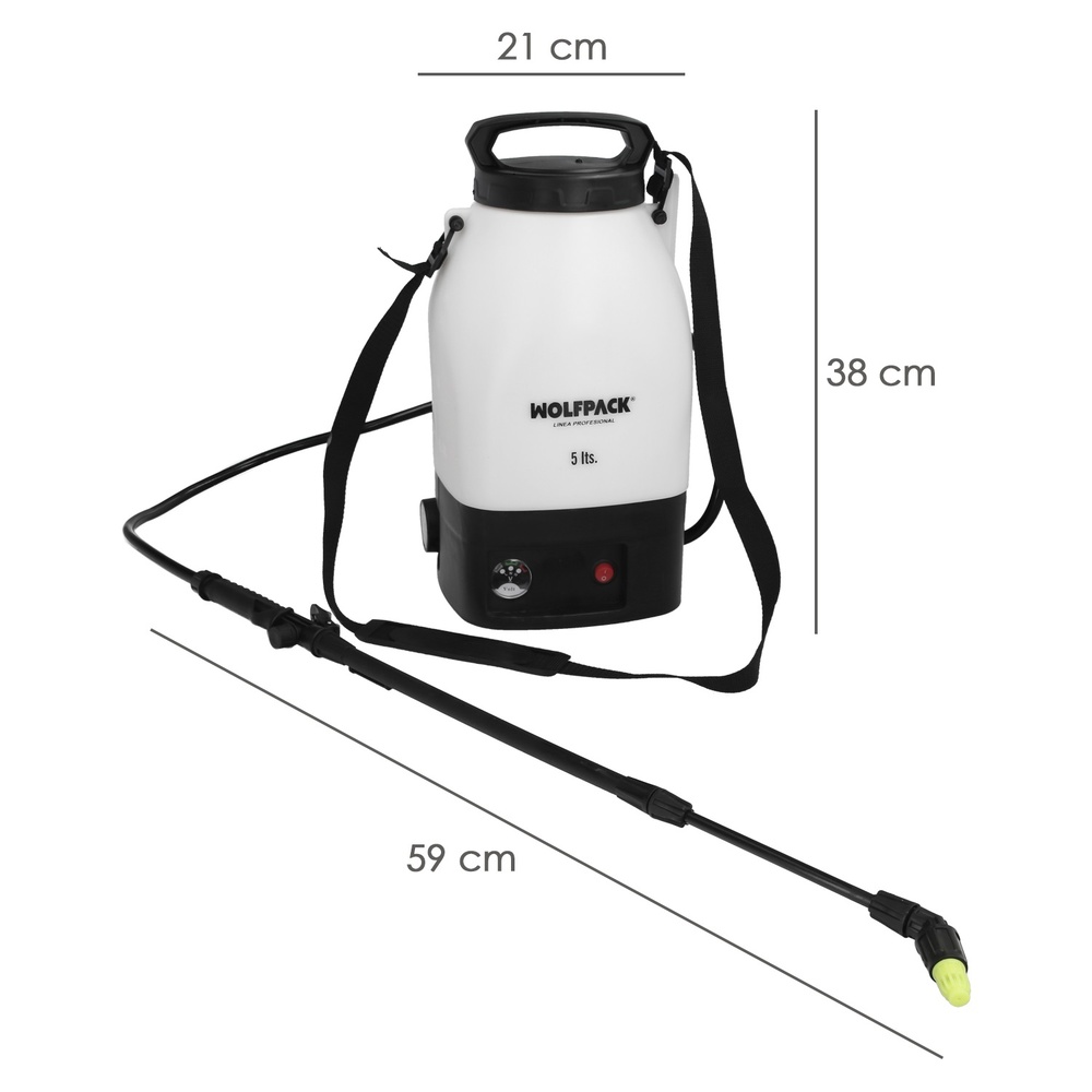 sulfatadora 5 litors bateria litio 12V medidas